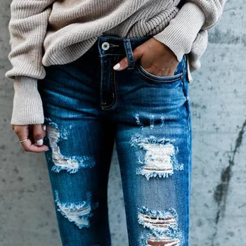 Женские джинсы уличной моды 2023 года, новые европейские и американские белые джинсы-скинни Slim Slim Slim Slim из хлопка с потертостями.