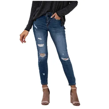 Шикарные брюки-карандаш, джинсы-стрейч, джинсовые брюки с высокой талией, Американская уличная Рваная Прямая джинсовая юбка-труба, короткие женские брюки