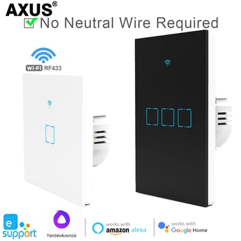 AXUS eWeLink ЕС/США Настенный Выключатель света WiFi Сенсорный Умный Переключатель Без Нейтрального Провода 110-220 В Поддержка Alexa Google Home