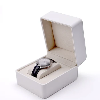 Коробка для хранения часов, округлая коробка для часов из искусственной кожи, черно-белая кабельная подушка, коробка для часов, органайзер для часов, футляр для часов