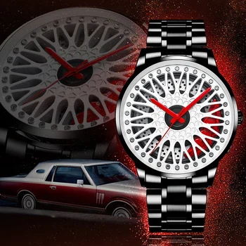 NIBOSI Classic Car Rim Wheel Watch Hub Индивидуальный дизайн Super Car Rim Wheel Watch Водонепроницаемые креативные мужские часы Мужские наручные часы