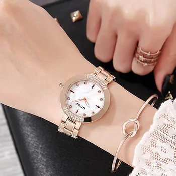 Роскошный бренд Guou Изысканные Женские повседневные кварцевые часы Rhineston из розового золота и стали, женские часы, простые наручные часы Relogio Female