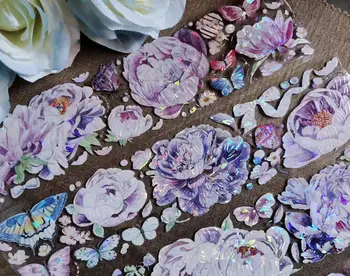 Винтажная Фиолетовая бабочка Haze с цветочным рисунком Васи, ПЭТ-лента для изготовления открыток, наклейки для скрапбукинга 