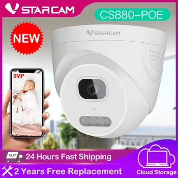 2023 Vstarcam Купольная POE IP-Камера Smart Dual Light 3MP Полноцветная H.265 2-Полосная Аудио Камера Видеонаблюдения Для внутренней Домашней безопасности