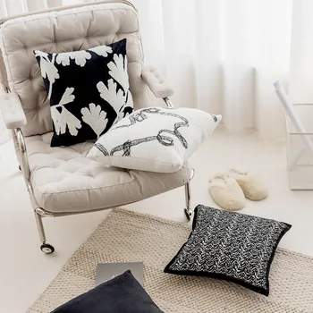 Черный вышитый чехол для дивана-кровати, гостиная, флокированная наволочка, Подушки для спинки роскошного дизайна в скандинавском стиле