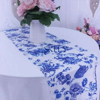 RU050B SKFLY New wedding glitter sequence 2021 с китайским королевским бело-голубым рисунком и настольной дорожкой из блесток