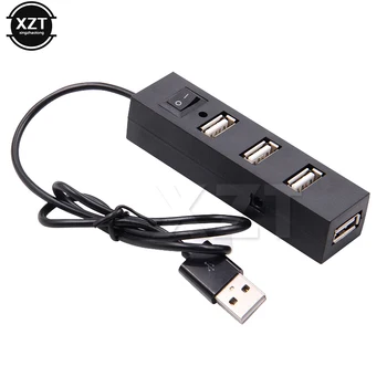 USB-концентратор с переключателем включения/выключения от 1 до 4 портов usb 2.0 Кабель-адаптер для зарядки портативных ПК, аксессуары для мини-зарядных устройств