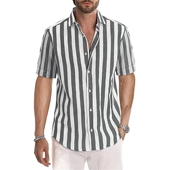 Весенне-летний новый модный мужской топ, рубашка поло в полоску с коротким рукавом, футболка