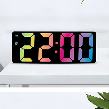 Светодиодный умный будильник Электронные часы с крупными символами, Прикроватные красочные настольные часы, отображение времени, даты, температурного цикла