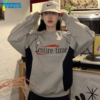 YICIYA, укороченный топ, женская футболка y2k, одежда в корейском стиле, оверсайз, Гоночные новые футболки, блузки, модные футболки с длинным рукавом в готическом стиле