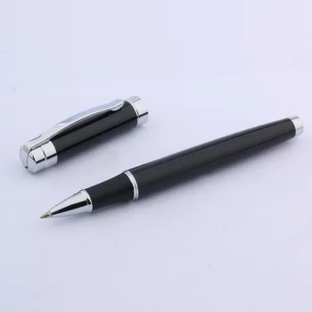 подарочная металлическая ручка-роллер в черно-синие полосы с серебряной отделкой из 1шт.