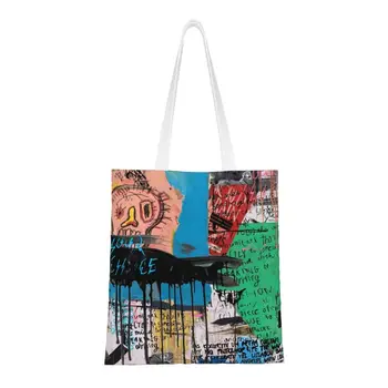 Забавная сумка для покупок в стиле Лоуэр Истсайд Memory, переработанная парусиновая сумка для покупок Jean Michel Basquiats