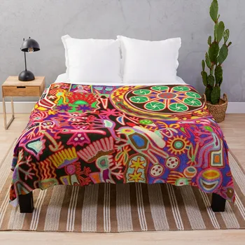 Мексиканский красочный Уичоль | Мексиканский дизайн одеяла | Большой уютный королевский размер | Винтажное одеяло в стиле народного творчества, пушистые мягкие одеяла