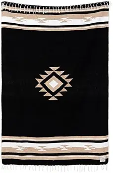 Мексиканское одеяло от Laguna Beach Textile Co - Для пляжа, занятий йогой, Кемпинга или Декоративного Пледа - Традиционное Серапе Ручной работы - W