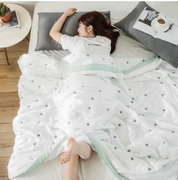 Летнее стеганое одеяло, кондиционер, Тонкое стеганое одеяло, современная мягкая клетчатая простыня с вышивкой, покрывало на двуспальную кровать размера 