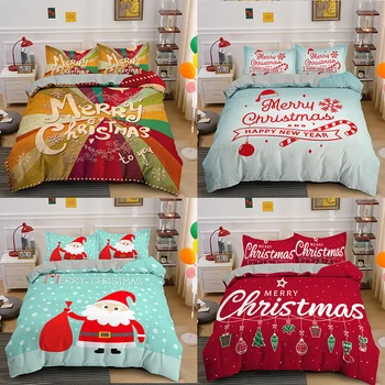 Новый модный Рождественский комплект постельного белья Happy Santa Claus, пододеяльник, рождественское покрывало, 3D цифровая кровать