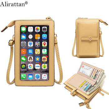 Маленькие однотонные сумки через плечо из искусственной кожи для женщин 2023 Модного бренда, многофункциональный женский кошелек, сумка для карт, сумка для мобильного телефона