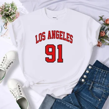 Модная летняя короткая футболка в форме команды Los Angeles 91
