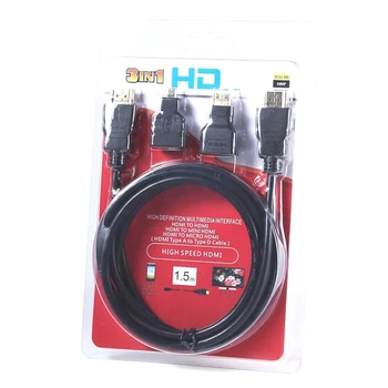 1XCB 3 в 1, совместимый с HDMI адаптер Mini / Micro, кабель, совместимый с HDMI, 1080P, кабель, совместимый с HDMI, 150 см, совместимый с HDMI кабель