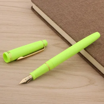 Классическая пластиковая флуоресцентная зеленая перьевая ручка с золотым покрытием Business EF