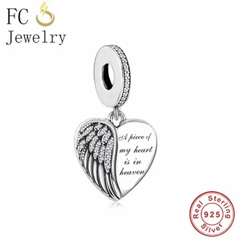 FC Jewelry Подходят к оригинальному браслету-шарму из серебра 925 пробы Крыло Ангела Частичка моего сердца на небесах Бусина для изготовления сувенира на память
