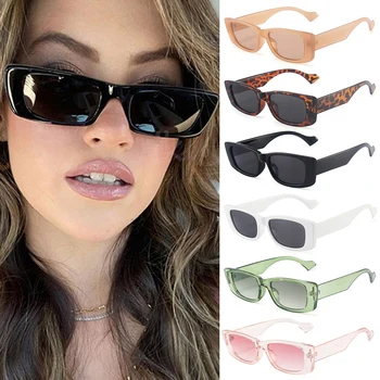 Солнцезащитные очки в небольшой прямоугольной оправе в стиле ретро, женские, мужские, модный бренд, солнцезащитные очки для вождения UV400, велосипедные очки на открытом воздухе.