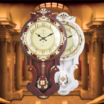 Европейский Стиль Немой Настенные Часы Гостиная Старинные Роскошные Настенные Часы Ретро Поворотные Часы Подвесной Кулон Украшение Дома