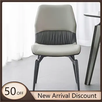 Обеденный стул скандинавского минималистского дизайна, Удобный Уникальный кожаный Металлический обеденный стул, мягкая мебель для кухни Silla Comedor