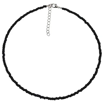Простые черные бусины Короткое ожерелье Женская мода Ювелирные Изделия Женские Колье-чокер Bijoux Femme Женское Вечернее Ожерелье