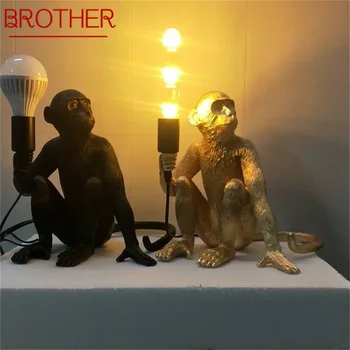 BROTHER Table Настольные лампы со светодиодной смолой, современная креативная мультяшная обезьяна, декоративные для дома