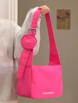 Холщовая сумка в корейском стиле с небольшим кошельком, спортивная сумка для отдыха, сумка через плечо, большая вместительная Студенческая школьная сумка на одно плечо, дорожная сумка