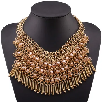 Модное Фирменное ожерелье нового дизайна, Металлическая цепочка, Хрустальный кулон, массивное ожерелье в стиле бохо для женщин, ювелирные изделия