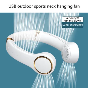 USB-вентилятор, установленный на шее, большой емкости, долговечный портативный вентилятор для занятий спортом на открытом воздухе с верхними и нижними вентиляционными отверстиями Для летнего охлаждения