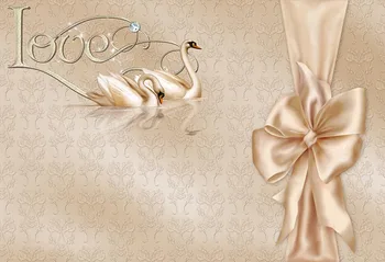 Элегантный свадебный романтический любовный лебедь с цветочным рисунком 7x5 футов, изготовленный на заказ фон для фотостудии, виниловый фон 220 см x 150 см