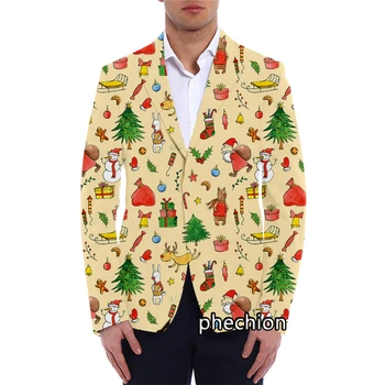 phechion Новый модный мужской Рождественский блейзер с 3D принтом, повседневная куртка, пальто, уличная одежда Оверсайз, одежда K01