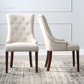 Минималистичные обеденные стулья из массива дерева, мебель для дома из скандинавской ткани, обеденный стул со спинкой, Одноместный обеденный стул, Фланелевая мягкая подушка