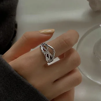 Кольца с нерегулярной текстурой в стиле панк, эстетичные Полые Винтажные кольца-веточки для женщин, Индивидуальное Открытое кольцо, модные ювелирные изделия