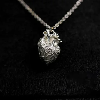 Винтажное Модное Индивидуальное Ожерелье в виде сердца серебристого цвета, унисекс, хип-хоп, панк, кулон, украшения для банкета, Аксессуары, подарок