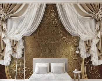 beibehang Пользовательские обои домашний декор эстетичный красивый 3d европейский стиль занавес кружева ТВ фон обои papel tapiz