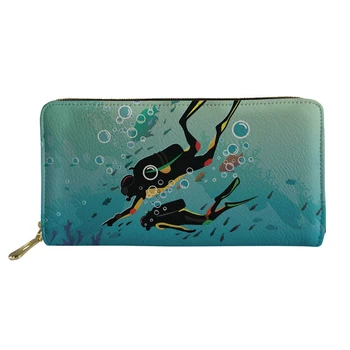 Женский клатч на молнии с принтом для подводного плавания, женский кошелек, женский держатель для телефона, держатель для карт, кошелек