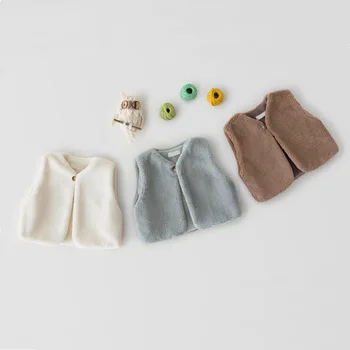 Корейская версия жилета из искусственного меха для девочек, осенне-зимняя новинка, Утолщенный плюс бархатный детский жилет, модное пальто