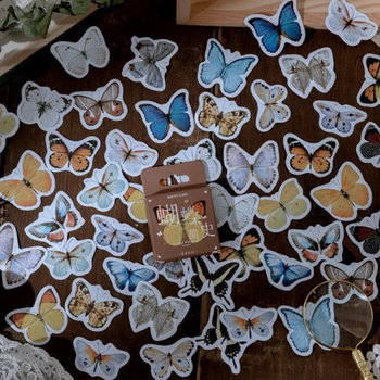 40 упаковок Оптовых коробочных наклеек с краткими синими бабочками бумажная этикетка Ручной Дневник Липкий материал Декоративный альбом для вырезок Бесплатная доставка