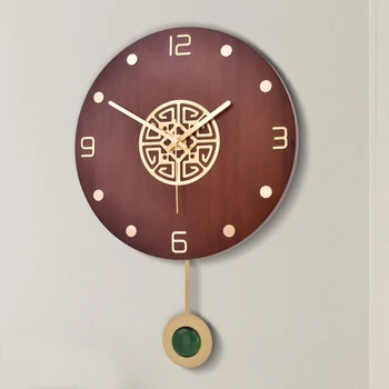Декор стен новые китайские настенные часы для гостиной технология украшения дома настенные часы модные часы из массива дерева