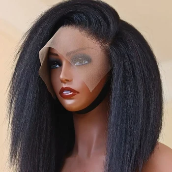 Короткий боб из светлых Яки прямых синтетических волос на кружеве для чернокожих женщин, высокотемпературное волокно, натуральная линия роста волос