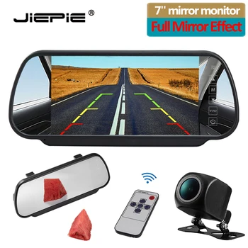 Комплект монитора камеры заднего вида JIEPIE 7 дюймов, парковочный монитор заднего вида автомобиля, белое зеркало заднего вида с камерой заднего вида ночного видения