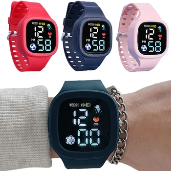 Электронные спортивные цифровые наручные часы для детей Водонепроницаемые модные умные детские часы со светодиодным циферблатом для девочек и мальчиков Студенческие часы