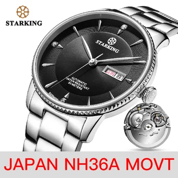 Мужские Часы STARKING Из нержавеющей Стали Япония NH36 Movt Наручные Часы Платье Мужские Часы Сапфир 50 м Водонепроницаемый Relogio Masculino AM0270