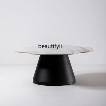 yj Nordic Light, Роскошный металлический чайный столик, Современный креативный столик из закаленного стекла, Простой диван, угловой столик