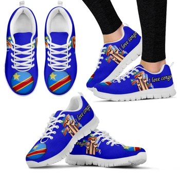 קונגו דגל הדפסת אביב קיץ נוחות דירות נעלי נשים נעלי ספורט כחול הנעלה מקרית Zapatillas Chaussure Femme