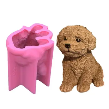 Силиконовые формы для свечей 3D для собак, формы для мыла для милых щенков, имитация щенка, форма из эпоксидной смолы для домашнего декора, свечи из керамической глины, торт